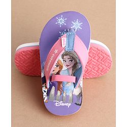 Cute Walk by Babyhug Disney Back Strap Closure Flip Flops With Elsa & Anna Print - Purple