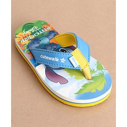 Cute Walk by Babyhug Disney Flip Flops With Stitch Print - Blue