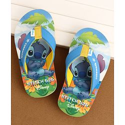 Cute Walk by Babyhug Disney Flip Flops With Stitch Print - Blue
