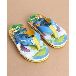 Cute Walk by Babyhug Disney Flip Flops With Stitch Print - Blue