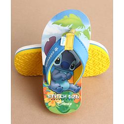 Cute Walk by Babyhug Disney Flip Flops With Stitch Print - Blue