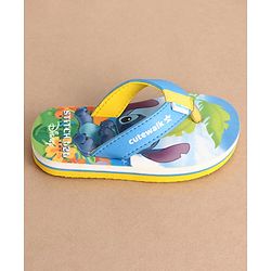 Cute Walk by Babyhug Disney Flip Flops With Stitch Print - Blue