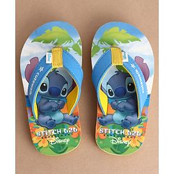 Cute Walk by Babyhug Disney Flip Flops With Stitch Print - Blue