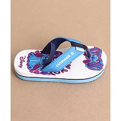 Cute Walk by Babyhug Disney Back Strap Closure Flip Flops With Stitch Print - White & Blue