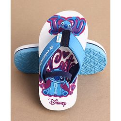 Cute Walk by Babyhug Disney Back Strap Closure Flip Flops With Stitch Print - White & Blue