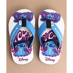 Cute Walk by Babyhug Disney Back Strap Closure Flip Flops With Stitch Print - White & Blue