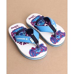 Cute Walk by Babyhug Disney Back Strap Closure Flip Flops With Stitch Print - White & Blue
