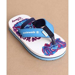 Cute Walk by Babyhug Disney Back Strap Closure Flip Flops With Stitch Print - White & Blue