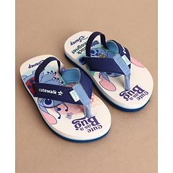 Cute Walk by Babyhug Disney Back Strap Closure Flip Flops With Stitch Print - White & Blue
