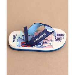 Cute Walk by Babyhug Disney Back Strap Closure Flip Flops With Stitch Print - White & Blue