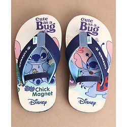 Cute Walk by Babyhug Disney Back Strap Closure Flip Flops With Stitch Print - White & Blue