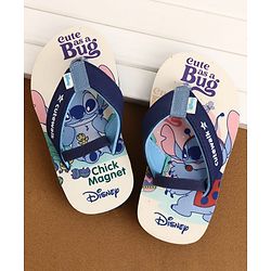 Cute Walk by Babyhug Disney Back Strap Closure Flip Flops With Stitch Print - White & Blue