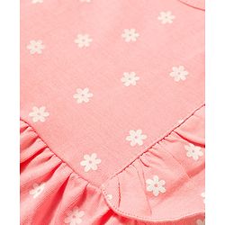 Babyhug Single Jersey Knit Flutter Sleeves Floral Printed Frock With Bloomer - Pink