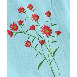 Babyhug Single Jersey Knit Frill Sleeves Floral Printed Smocked Frock With Bloomer & Bow Applique - Aqua Blue