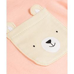 Babyhug Cotton Knit Half Sleeves T-Shirt with Ear Applique - Multicolor