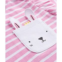 Babyhug Cotton Knit T-Shirt Half Sleeves Striped with Graphic Multi Color 6-9 Months