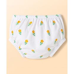 Babyhug Cotton Woven Frocks with Bloomer/Short Frill Sleeves Peter Pan Collar All Over Floral Print White Newborn