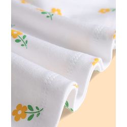 Babyhug Cotton Woven Frocks with Bloomer/Short Frill Sleeves Peter Pan Collar All Over Floral Print White Newborn