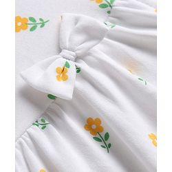 Babyhug Cotton Woven Frocks with Bloomer/Short Frill Sleeves Peter Pan Collar All Over Floral Print White Newborn