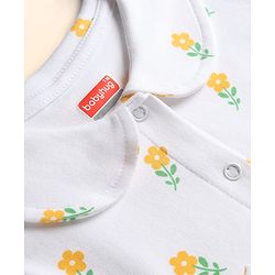 Babyhug Cotton Woven Frocks with Bloomer/Short Frill Sleeves Peter Pan Collar All Over Floral Print White Newborn