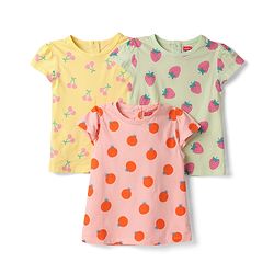 Babyhug 100% Cotton Knit Half Cap Sleeves T-Shirts with Fruit Print Pack of 3 - Multicolor