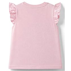 Babyhug Cotton Knit T-Shirt with Graphic Print and Ruffled Sleeves Pink 6-9 Months