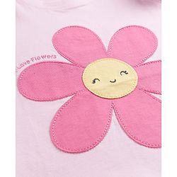 Babyhug Cotton Knit T-Shirt with Graphic Print and Ruffled Sleeves Pink 6-9 Months