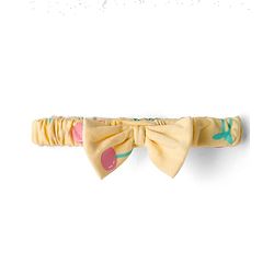 Babyhug Single Jersey Knit Sleeveless Cherry Printed Bow Applique Frock With Bloomer & Headband - Yellow