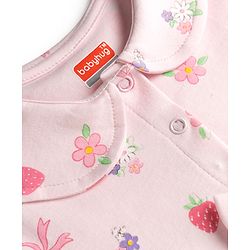 Babyhug Cotton Knit Frocks with Bloomer/Short Cap Sleeves Peter Pan Collar All Over Prints Pink Newborn