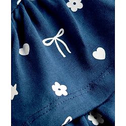 Babyhug Cotton Knit Frocks with Bloomer/Short Sleeveless Tiered All Over Prints Blue New Born