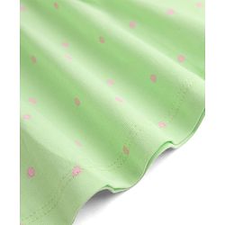 Babyhug Single Jersey Knit Half Sleeves Polka Dots Printed Frock With Bloomer & Cow Patch - Light Green