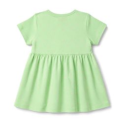 Babyhug Single Jersey Knit Half Sleeves Polka Dots Printed Frock With Bloomer & Cow Patch - Light Green