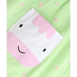 Babyhug Single Jersey Knit Half Sleeves Polka Dots Printed Frock With Bloomer & Cow Patch - Light Green