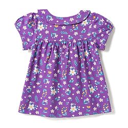 Babyhug 100% Cotton Knit Half Sleeves Peter Pan Collar Co Ord Shirt & Shorts Night Suit Floral Print - Lavender