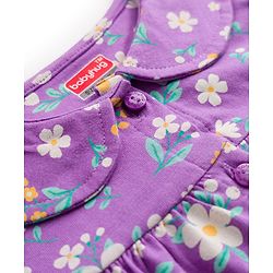 Babyhug 100% Cotton Knit Half Sleeves Peter Pan Collar Co Ord Shirt & Shorts Night Suit Floral Print - Lavender