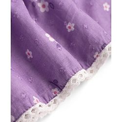 Babyhug 100% Cotton Woven One Piece Dress with Ruffled Sleeves and Floral Print Lavender 12-18 Months