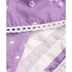 Babyhug 100% Cotton Woven One Piece Dress with Ruffled Sleeves and Floral Print Lavender 12-18 Months