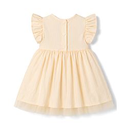 Babyhug Cotton Woven One Piece Dresses/Frocks with Ruffled Sleeves and Striped Pattern Orange 3-6 Months