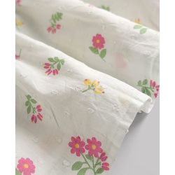 Babyhug Cotton Woven Half Puff Sleeves Floral Printed Frock With Peter Pan Collar - White