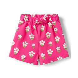 Babyhug 100% Cotton Knit Half Sleeves Top & Shorts Night Suit With Floral Print - Pink