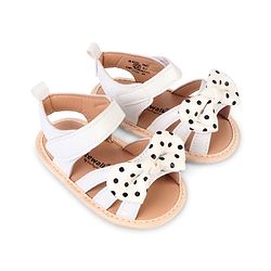 Cute Walk by Babyhug Velcro Closure Booties With Bow Applique & Polka Dots Print - White