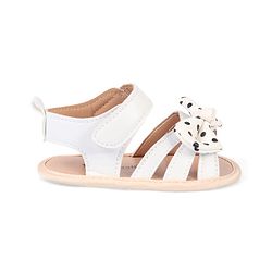 Cute Walk by Babyhug Velcro Closure Booties With Bow Applique & Polka Dots Print - White