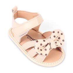 Cute Walk by Babyhug Velcro Closure Booties With Bow Applique & Polka Dots Print - White