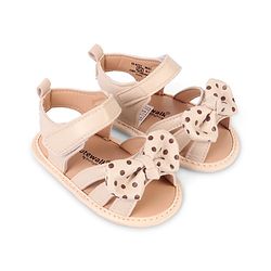 Cute Walk by Babyhug Velcro Closure Booties With Bow Applique & Polka Dots Print - White
