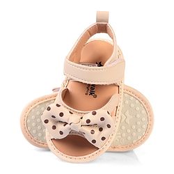Cute Walk by Babyhug Velcro Closure Booties With Bow Applique & Polka Dots Print - White