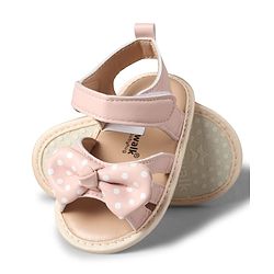 Cute Walk by Babyhug Velcro Closure Booties With Bow Applique & Polka Dots Print - White