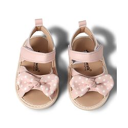 Cute Walk by Babyhug Velcro Closure Booties With Bow Applique & Polka Dots Print - White