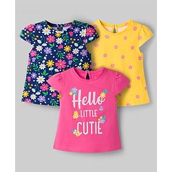 Babyhug Cotton Knit T-Shirts Half Sleeves with Graphics Multi Color 9-12 Months Pack of 3