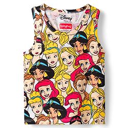 Babyhug Disney Single Jersey Knit Sleeveless Tops and Denim Skirts Set with Disney Princess Graphics -  Multicolour