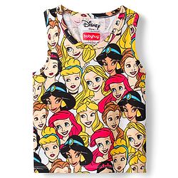 Babyhug Disney Single Jersey Knit Sleeveless Tops and Denim Skirts Set with Disney Princess Graphics -  Multicolour